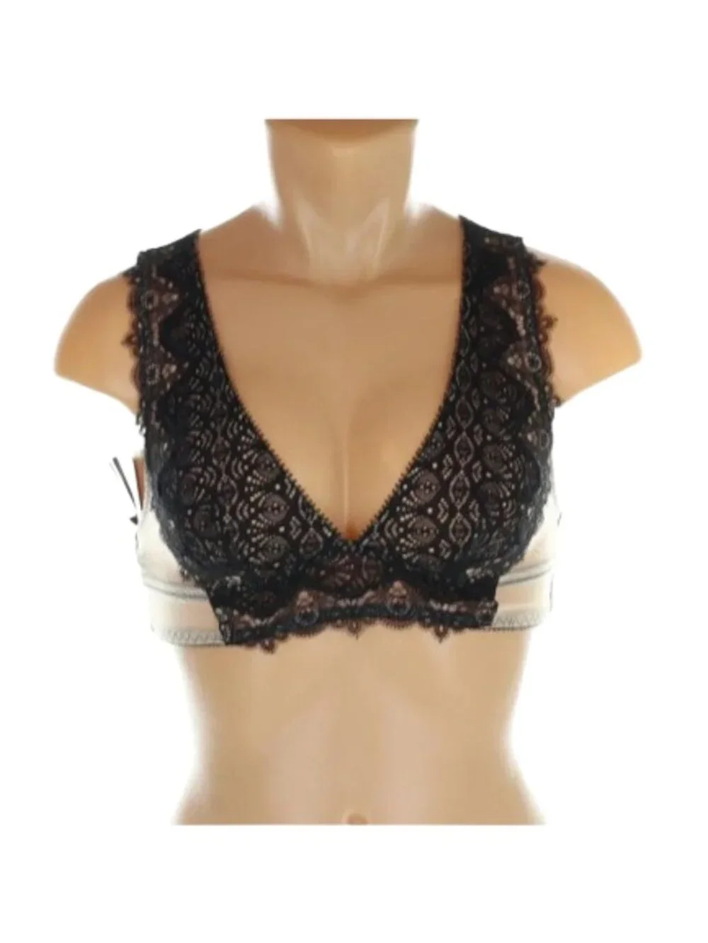 NWT Victoria's Secret Dream Angels Black Lace Bralette Nude Underlay - Size XS